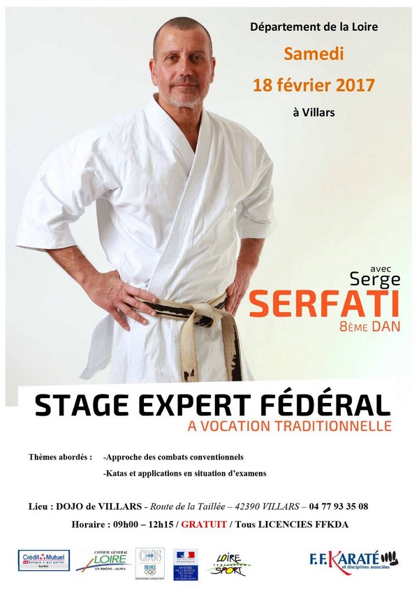Stage avec Serge Serfati le 18 février à Villars KARATÉ CLUB GENILAC